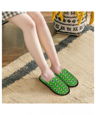 Flag Of Brazil House Slippers Plush Women Men Indoor Outdoor Home Shoes Black $13.09 Slippers