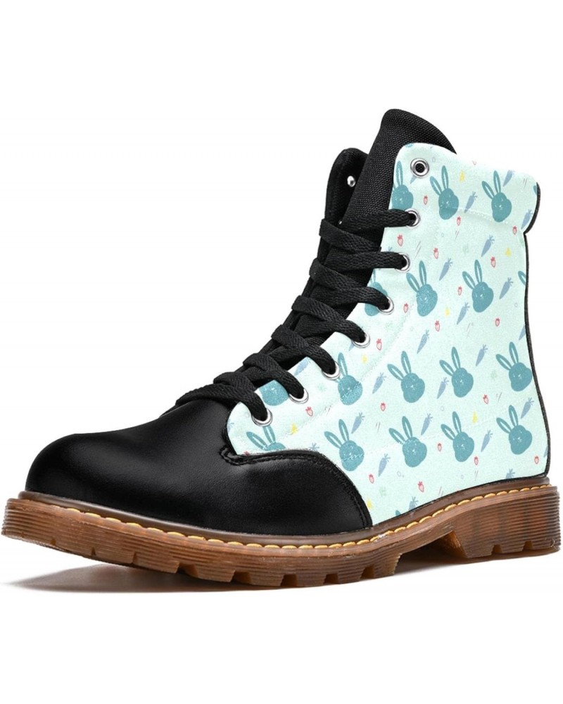 High Top Lace Up 6.5 Print Girl Ankle Boots Classic Winter Shoes Women's Leather Boots Rabbit $45.89 Boots