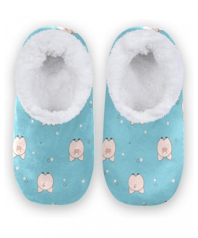 House Slippers Cute Pig Animal Pattern Soft Coral Fleece Fuzzy Slippers Socks for Women Men Girls Boys Indoor Outdoor Multico...