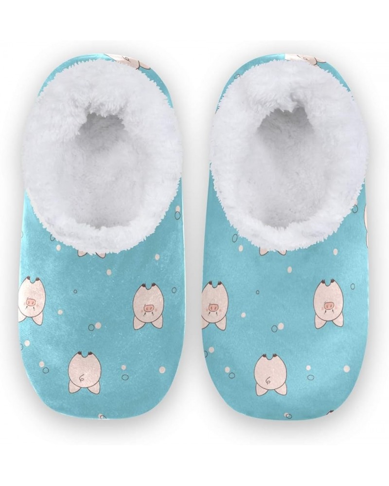 House Slippers Cute Pig Animal Pattern Soft Coral Fleece Fuzzy Slippers Socks for Women Men Girls Boys Indoor Outdoor Multico...