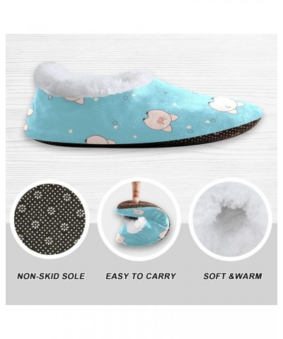 House Slippers Cute Pig Animal Pattern Soft Coral Fleece Fuzzy Slippers Socks for Women Men Girls Boys Indoor Outdoor Multico...