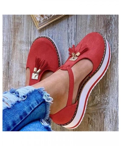 Sandals for Women Platform Womens Casual Round Toe Breathable Wedges Bowknot Hollow Out Walking Beach Shoes,Gray,40 36 Red $1...