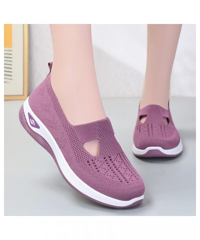 Women's Woven Breathable Soft Sneakers Go Walking Slip on Diabetic Foam Shoes Hands Free Slip in Shoe Arch Support 01_pp1 $13...