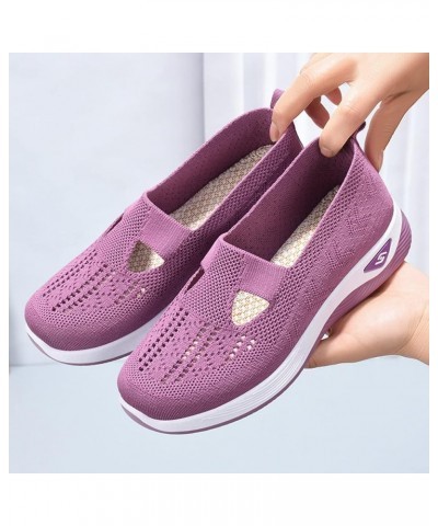 Women's Woven Breathable Soft Sneakers Go Walking Slip on Diabetic Foam Shoes Hands Free Slip in Shoe Arch Support 01_pp1 $13...