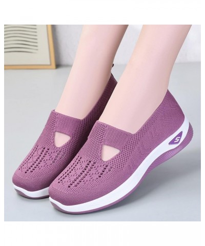 Women's Woven Breathable Soft Sneakers Go Walking Slip on Diabetic Foam Shoes Hands Free Slip in Shoe Arch Support 01_pp1 $13...