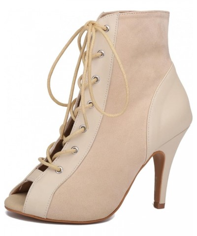 Womens Peep Toe Boot Lace-up Fashion Party Booties Heels L500 Nude $26.24 Boots