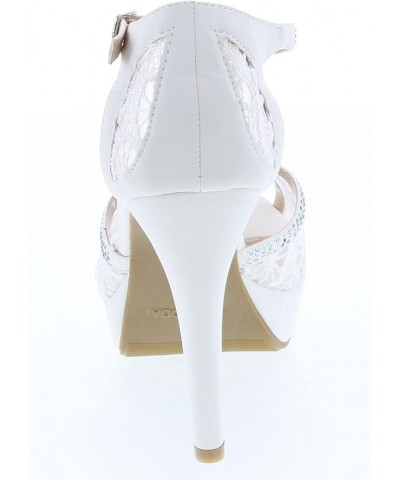 Women's Formal Rhinestone High Heel Sandal Ankle Strap White-3 $18.59 Sandals