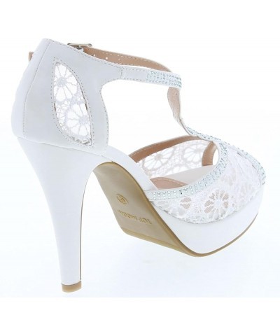 Women's Formal Rhinestone High Heel Sandal Ankle Strap White-3 $18.59 Sandals