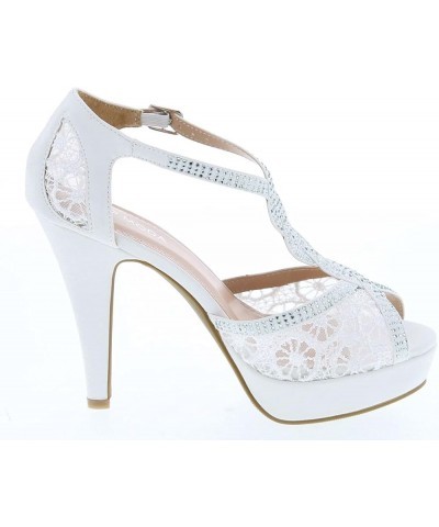 Women's Formal Rhinestone High Heel Sandal Ankle Strap White-3 $18.59 Sandals