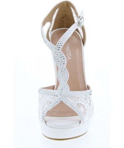 Women's Formal Rhinestone High Heel Sandal Ankle Strap White-3 $18.59 Sandals