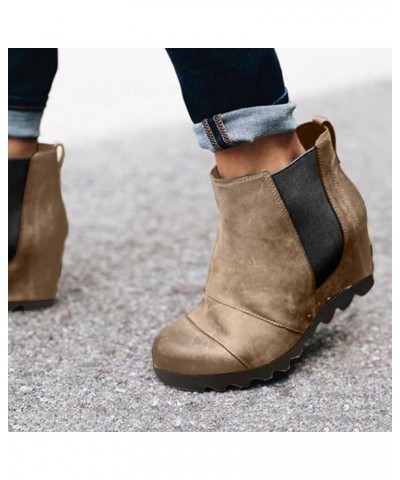 Womens Chelsea Boots Chunky Heel Slip On Ankle Booties Womens Ankle Booties 11 Wide Fall Booties for Women 2023 Open Toe Taup...