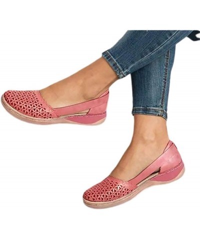 LONG-M Flat-Bottomed Women's Sandals Summer Casual Women's Sandals 37 Red $23.64 Sandals