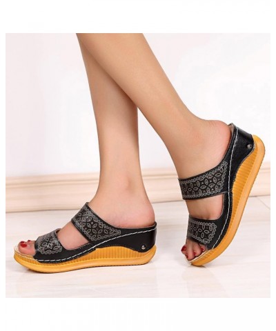 platform wedge sandals womens heels sandal heels shoes for women platform flip flops for women beach sandals Z 02-black $13.6...