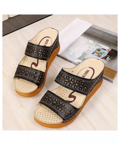 platform wedge sandals womens heels sandal heels shoes for women platform flip flops for women beach sandals Z 02-black $13.6...