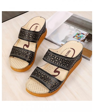 platform wedge sandals womens heels sandal heels shoes for women platform flip flops for women beach sandals Z 02-black $13.6...