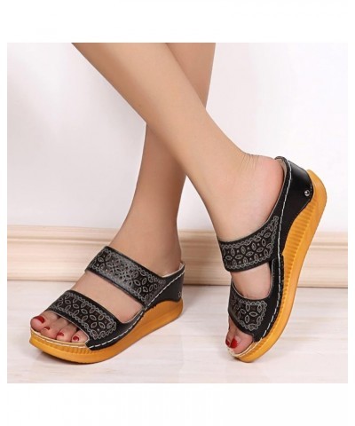 platform wedge sandals womens heels sandal heels shoes for women platform flip flops for women beach sandals Z 02-black $13.6...