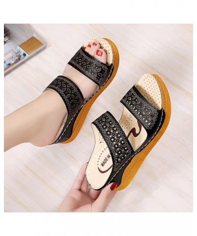 platform wedge sandals womens heels sandal heels shoes for women platform flip flops for women beach sandals Z 02-black $13.6...