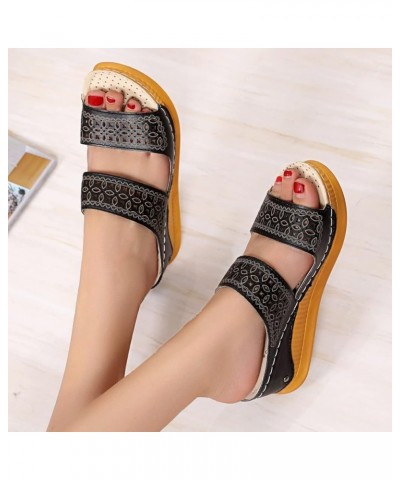 platform wedge sandals womens heels sandal heels shoes for women platform flip flops for women beach sandals Z 02-black $13.6...