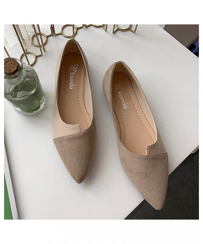 Dressy Sandals Women Flats Ballet Splice Slip Flat Color Toe Shoes on Pointed Ballerina Women's Sandals 35 Khaki $9.60 Sandals