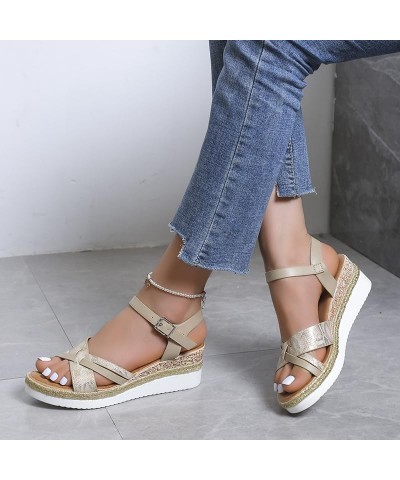 women orthopedic sandals Summer Wedge Sandals For Women Buckle Strap Orthopedic Platform Sandals Woman Open Toe Thick Bottom ...