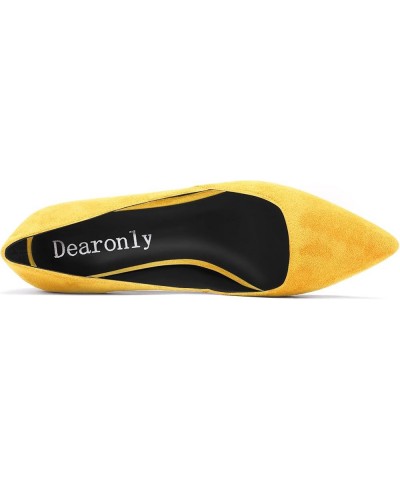 Womens Pumps Pointed Toe d-orsay Low Kitten Heel Slip On Suede Dress Shoes Office 1.5 Inch Yellow $40.39 Pumps