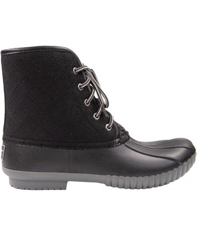 Quilted Rain Boots Lace Up - Black $22.55 Outdoor Shoes