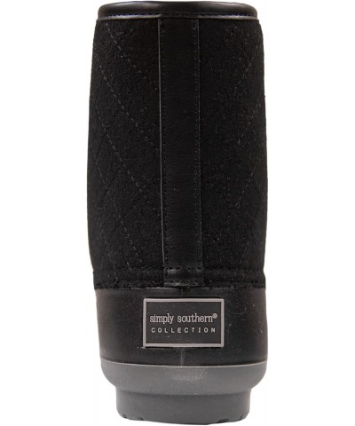 Quilted Rain Boots Lace Up - Black $22.55 Outdoor Shoes