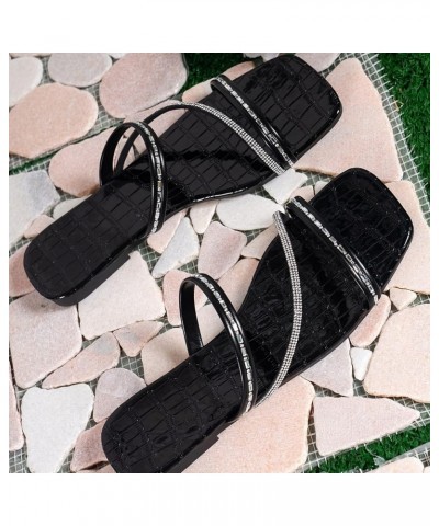 Arch Support Sandals for Women Dressy Summer Rhinestone Trend Flat Bottom Beach Sandals Comfortable Non Slip Shoes (Black, 8....