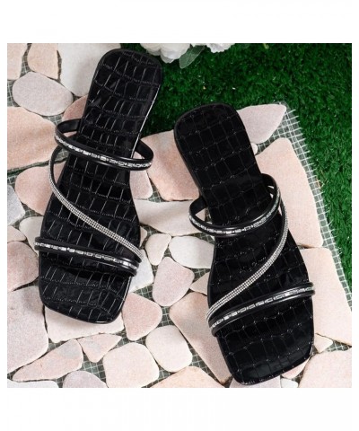 Arch Support Sandals for Women Dressy Summer Rhinestone Trend Flat Bottom Beach Sandals Comfortable Non Slip Shoes (Black, 8....