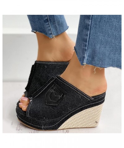 Platform Wedge Sandals closed toe Platform Wedge Sandals wedge heels bridal shoes for the bride Black $15.03 Outdoor Shoes