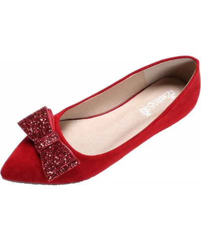 Christmas Shoes Plaid Snowflake Flat Shoes Women's Shallow Ballet Flats Comfortable Slip On Loafers Large Size 1904-red $12.2...