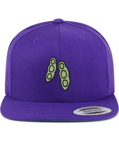 Pea Pod Embroidered Yupoong Flat Bill 6 Panel Snapback Hat Fruit Purple $16.79 Flats