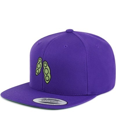 Pea Pod Embroidered Yupoong Flat Bill 6 Panel Snapback Hat Fruit Purple $16.79 Flats