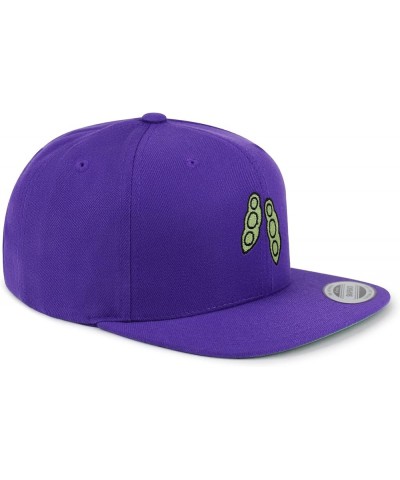 Pea Pod Embroidered Yupoong Flat Bill 6 Panel Snapback Hat Fruit Purple $16.79 Flats