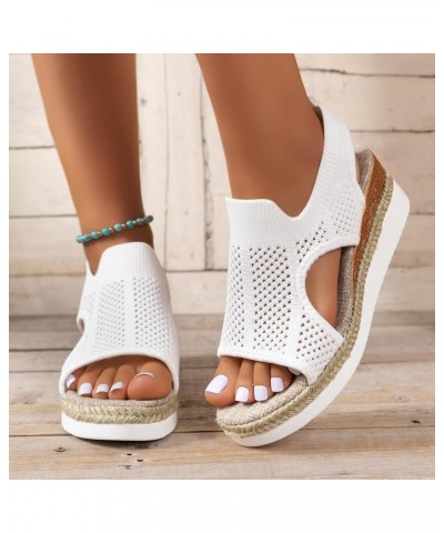 Platform Sandals Women, Summer Sandals for Women 2024 Breathable Mesh Espadrille Platform Wedge Sandals Shoes White $19.24 Ou...