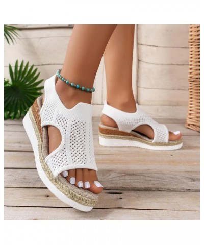 Platform Sandals Women, Summer Sandals for Women 2024 Breathable Mesh Espadrille Platform Wedge Sandals Shoes White $19.24 Ou...