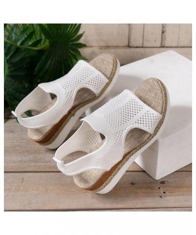 Platform Sandals Women, Summer Sandals for Women 2024 Breathable Mesh Espadrille Platform Wedge Sandals Shoes White $19.24 Ou...