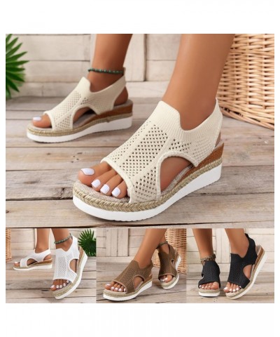 Platform Sandals Women, Summer Sandals for Women 2024 Breathable Mesh Espadrille Platform Wedge Sandals Shoes White $19.24 Ou...