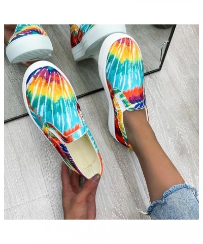 Women Slip On Loafers Breathable Knit Casual Flat Walking Shoes Chunky Trainers Lace Up Canvas Sneakers Multicolor $16.24 Boots