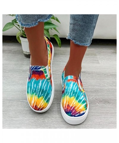 Women Slip On Loafers Breathable Knit Casual Flat Walking Shoes Chunky Trainers Lace Up Canvas Sneakers Multicolor $16.24 Boots