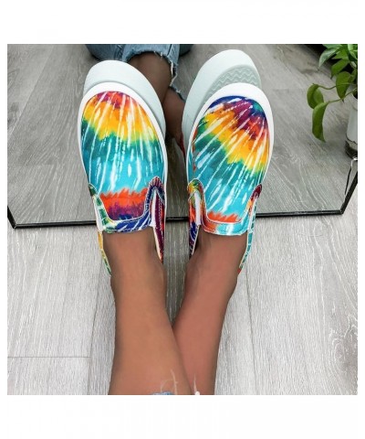 Women Slip On Loafers Breathable Knit Casual Flat Walking Shoes Chunky Trainers Lace Up Canvas Sneakers Multicolor $16.24 Boots