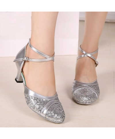 low chunky heels for women Fashion Women's Dancing Shoes Breathable High Heels Outdoor Leisure Sandals Z 14-silver $17.76 Ath...