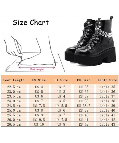 Women Chunky Shoes Block High Heels Plaftorm Gothic Booties 084 Black $33.40 Boots