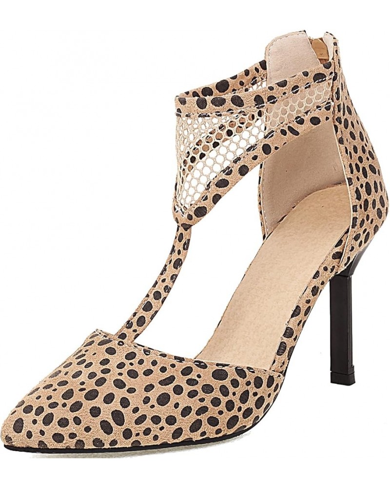 Women Stilettos with Pointed Toe Elegant T-Strap Pumps Leopard 2 $19.84 Pumps