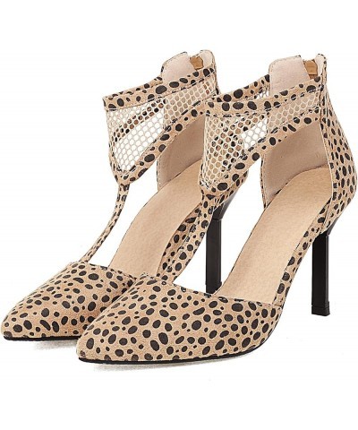 Women Stilettos with Pointed Toe Elegant T-Strap Pumps Leopard 2 $19.84 Pumps