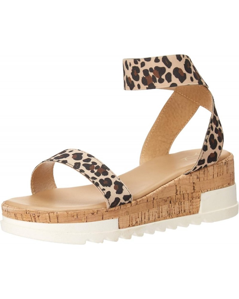 Women's Brenda-10 Flat Sandal Leopard $14.94 Sandals