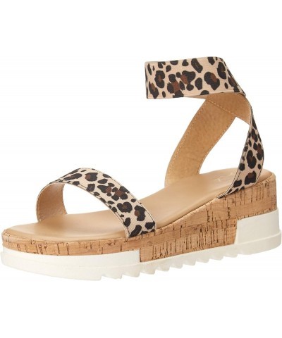 Women's Brenda-10 Flat Sandal Leopard $14.94 Sandals