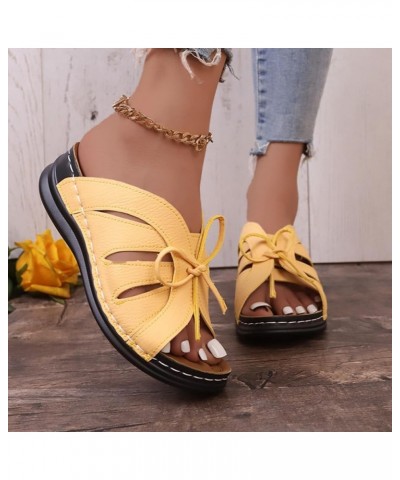 Platform Sandals Women Chunky Heel Women Sandals Summer New Pattern Simple Solid Color Wedge Strap Platform Heel Yellow $15.0...