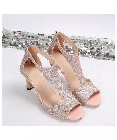 Heeled Sandals for Women, Summer Sandals for Women Dressy Casual Open Toe Slim High Heel Sandals Shoes with Zipper Pink $14.2...