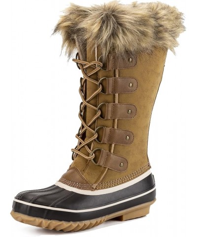 Winter Snow Boots for Women - Waterproof Duck Boots Fur Lined Snow Booties Rain Boots For Women Brown $22.67 Outdoor Shoes